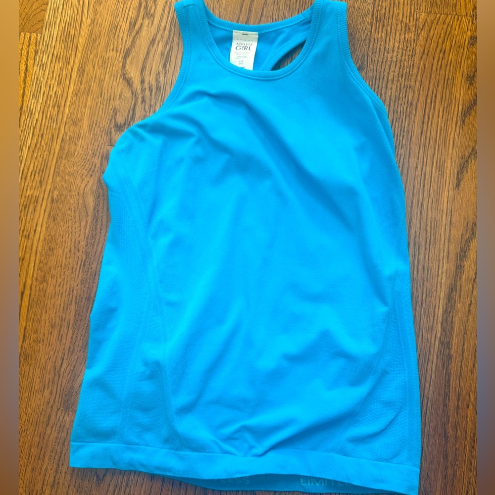 Blue Athletic Tank Top aqua turquoise workout tank top shirt razorback large 12